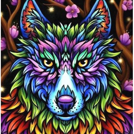 Colorful Wolf - Paint by Diamonds