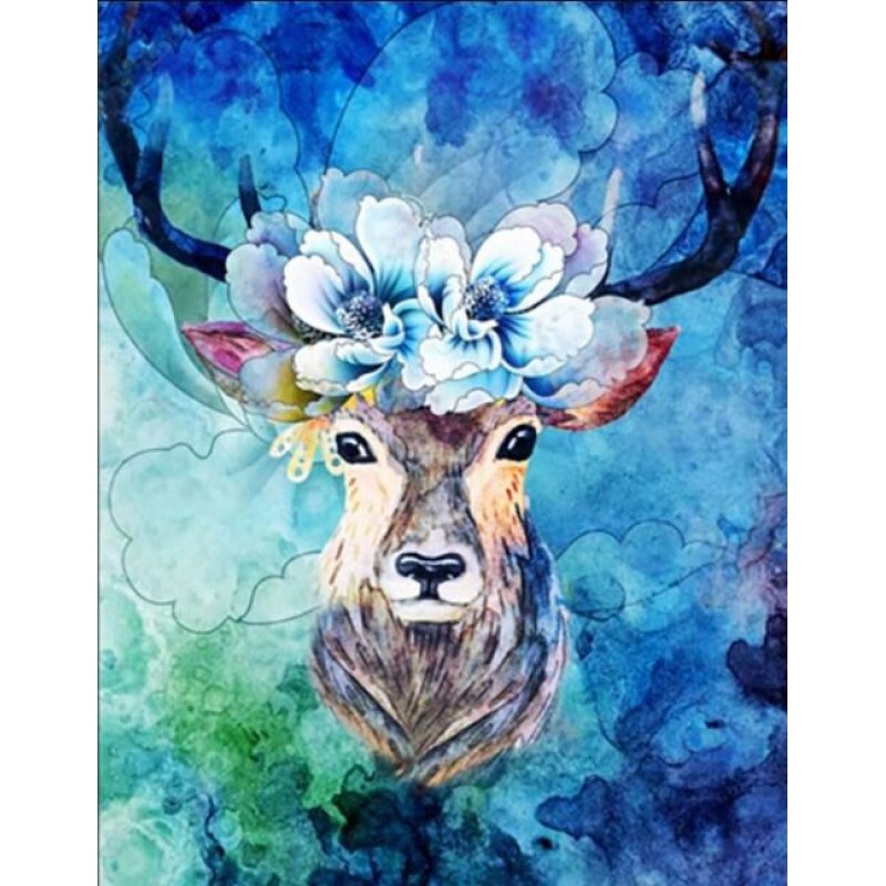 Deer with Flowers He...