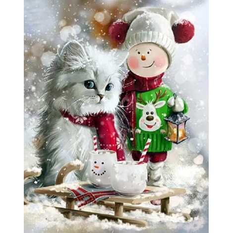 Christmas Kid & Adorable Cat