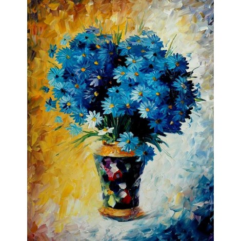 Blue Flowers - DIY Diamond Painting