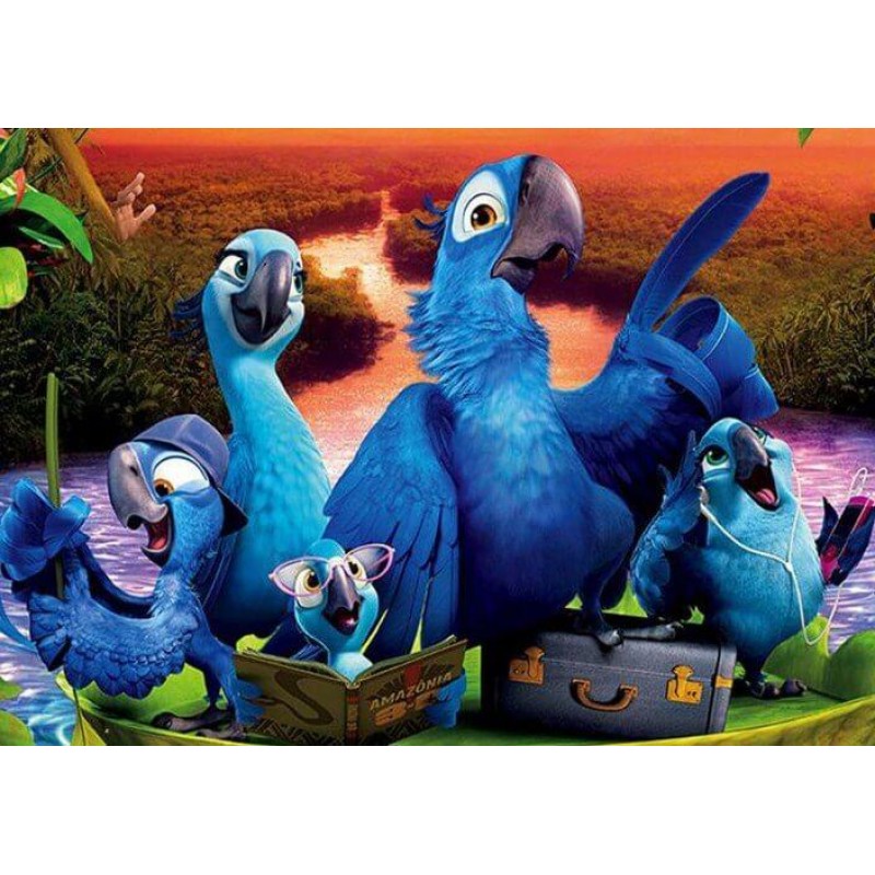 Cartoon Parrots Fami...